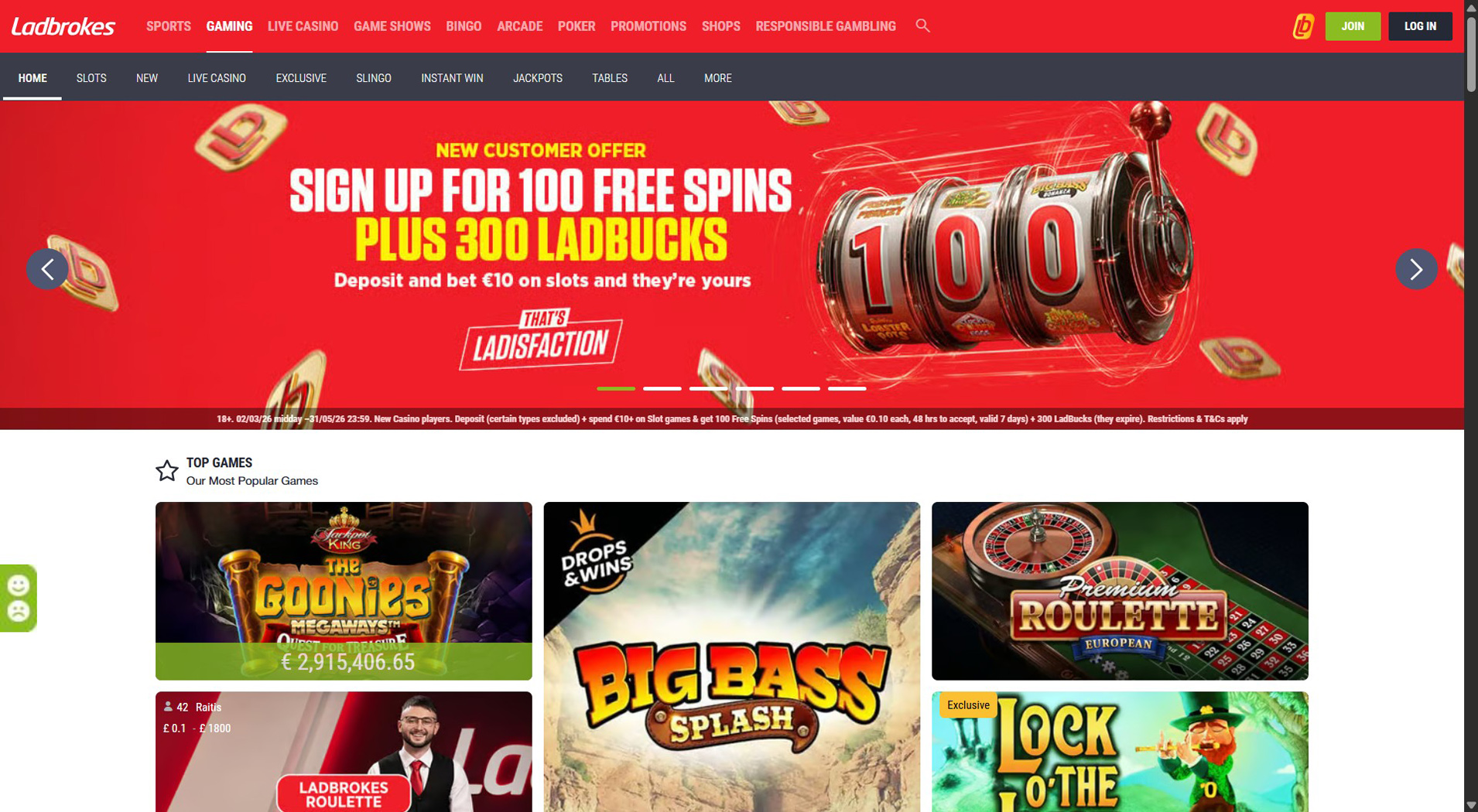 1. Ladbrokes Casino - Best PayByPhone Casino Pick